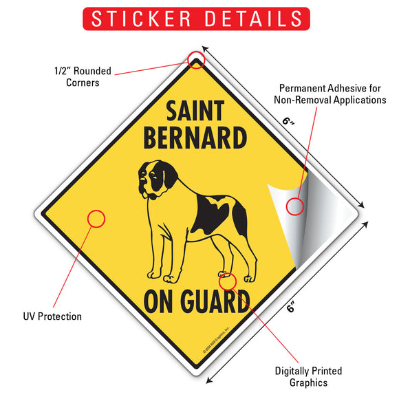 Saint Bernard On Guard Dog Signs or Sticker