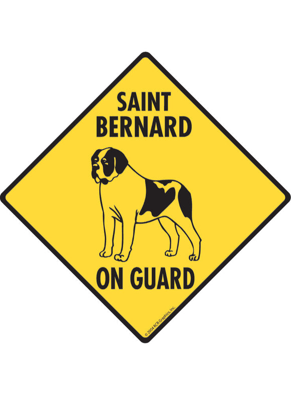 Saint Bernard On Guard Sign or Sticker