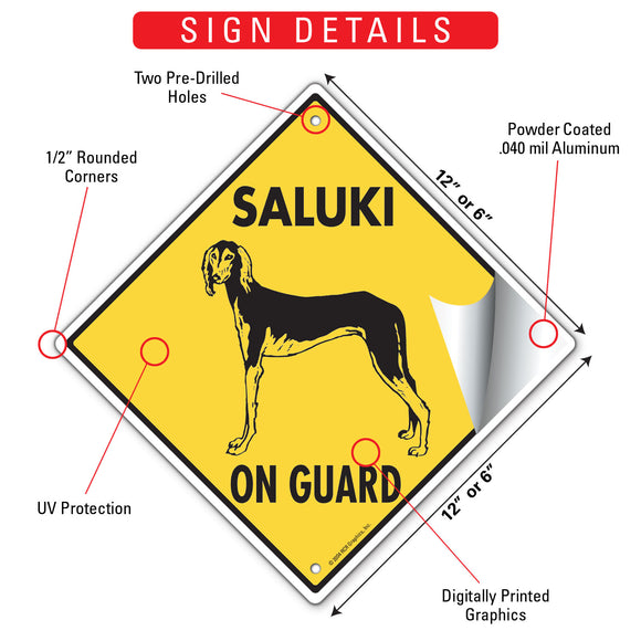 Saluki On Guard Dog Signs or Sticker