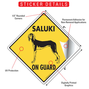 Saluki On Guard Dog Aluminum Sign or Vinyl Sticker - Weatherproof Yard - 0