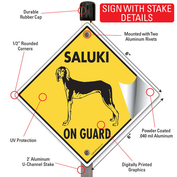 Saluki On Guard Dog Signs or Sticker