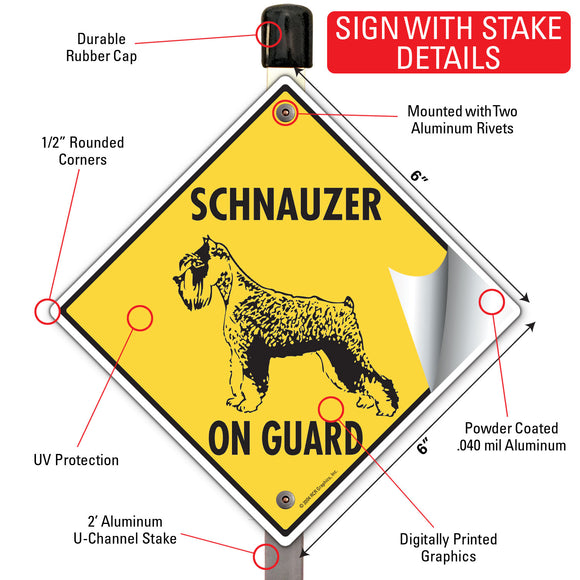 Schnauzer On Guard Dog Signs or Sticker