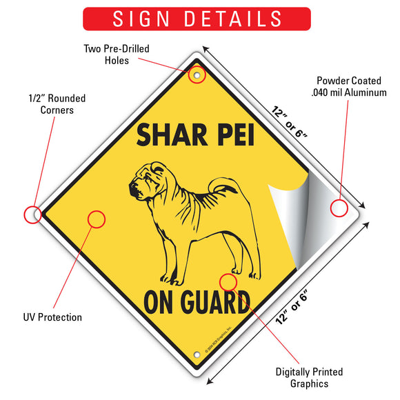 Shar Pei On Guard Dog Signs or Sticker