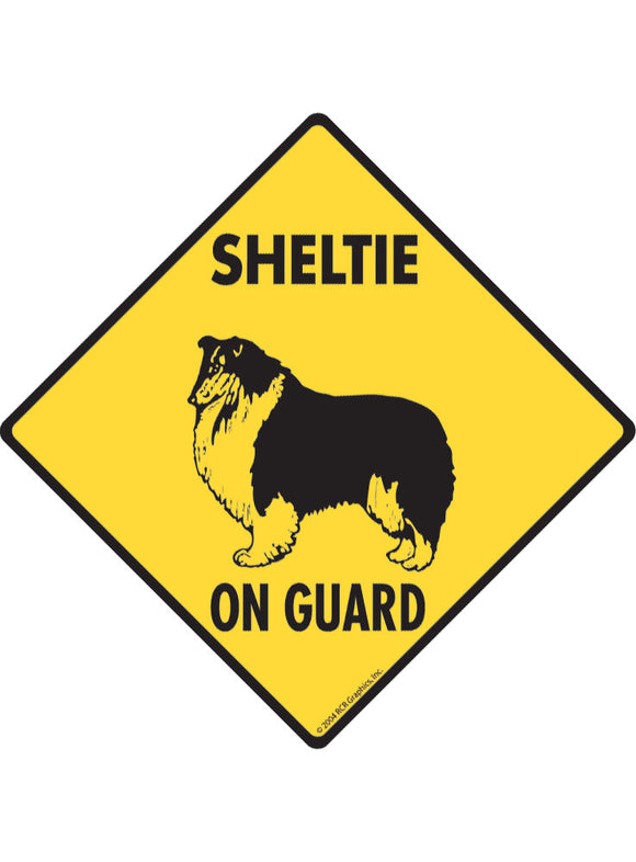 Sheltie On Guard Sign or Sticker