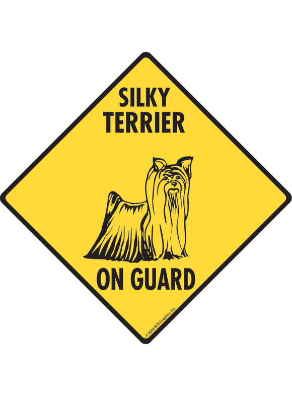 Silky Terrier On Guard Sign or Sticker