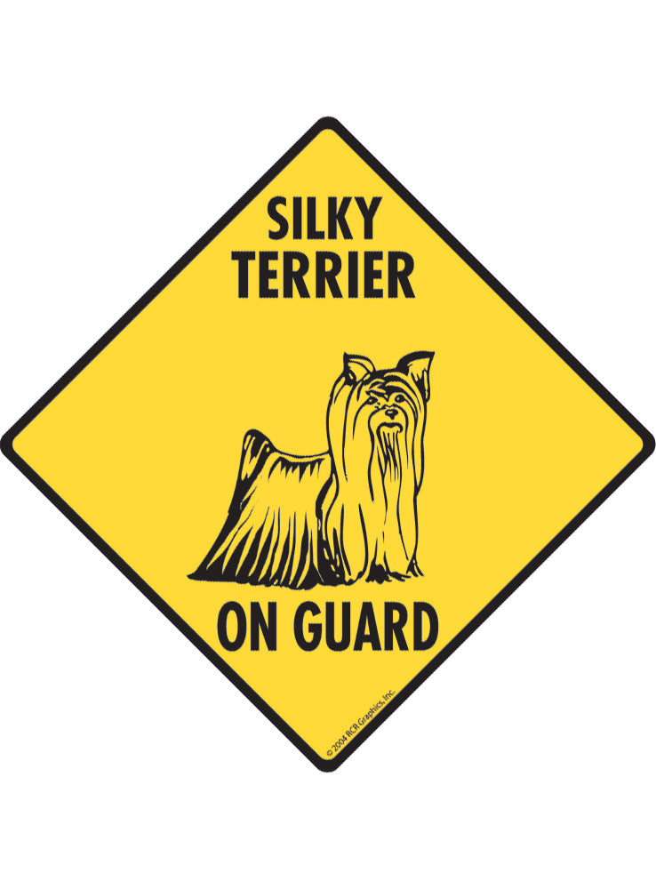 Silky Terrier On Guard Sign or Sticker