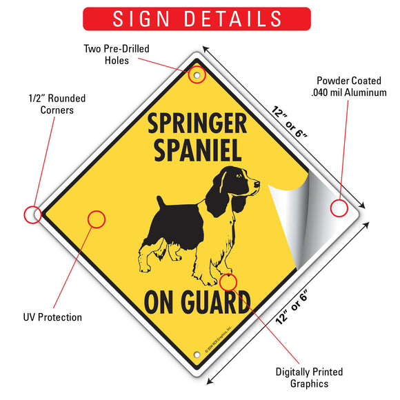 Springer Spaniel On Guard Dog Signs or Sticker