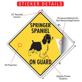 Springer Spaniel On Guard Dog Signs or Sticker - 0
