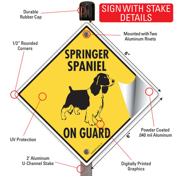 Springer Spaniel On Guard Dog Signs or Sticker