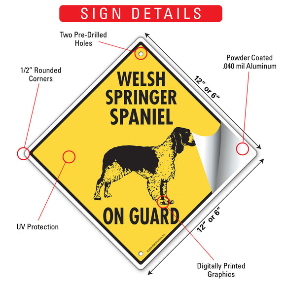 Welsh Springer Spaniel On Guard Dog Signs or Sticker