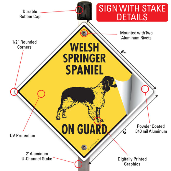 Welsh Springer Spaniel On Guard Dog Signs or Sticker