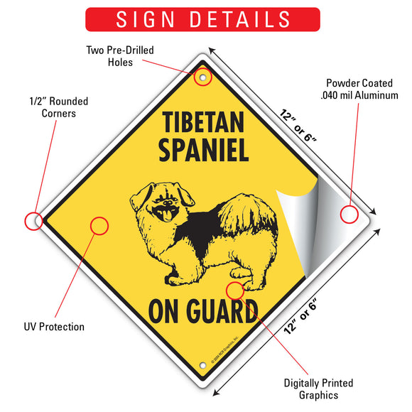Tibetan Spaniel On Guard Dog Signs or Sticker
