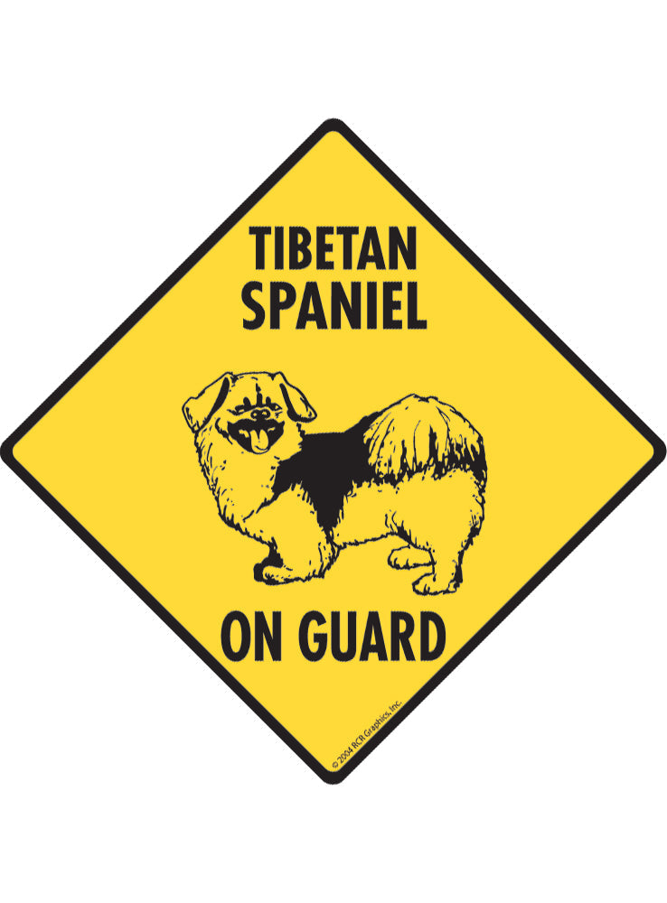 Tibetan Spaniel On Guard Sign or Sticker
