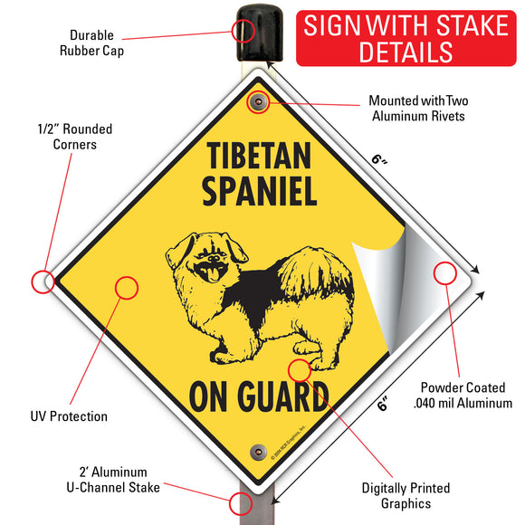 Tibetan Spaniel On Guard Dog Signs or Sticker