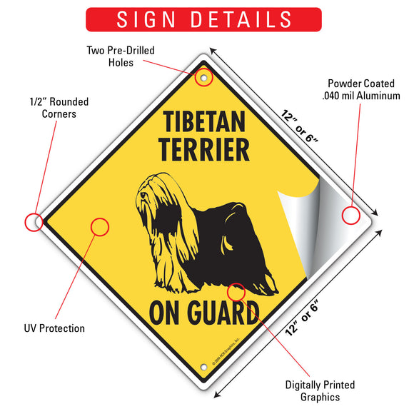 Tibetan Terrier On Guard Dog Signs or Sticker