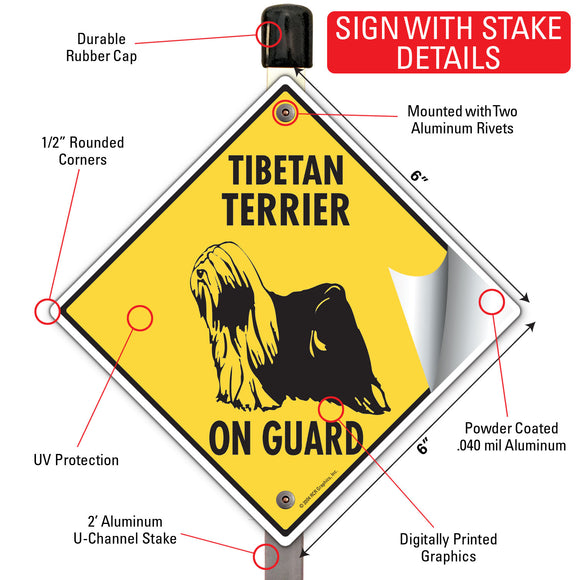 Tibetan Terrier On Guard Dog Signs or Sticker