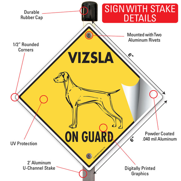 Vizsla On Guard Dog Signs or Sticker