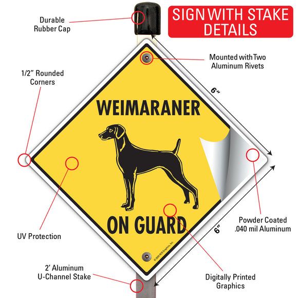 Weimaraner On Guard Dog Signs or Sticker