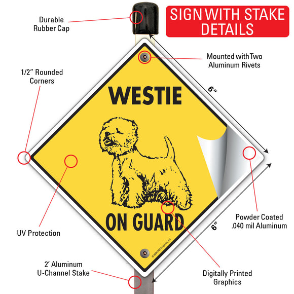 Westie On Guard Dog Signs or Sticker