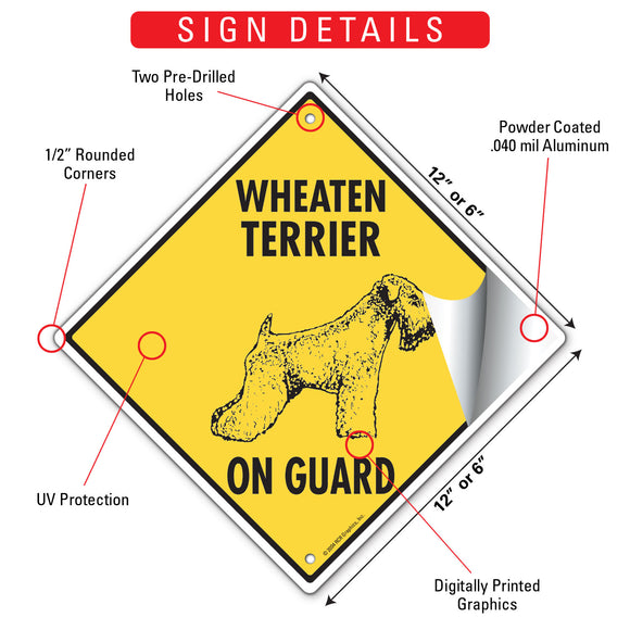 Wheaten Terrier On Guard Dog Signs or Sticker