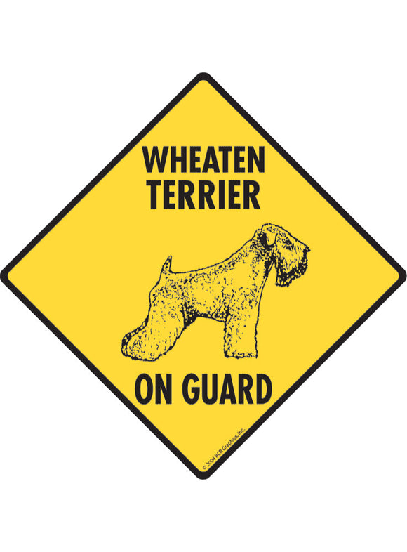 Wheaten Terrier On Guard Sign or Sticker