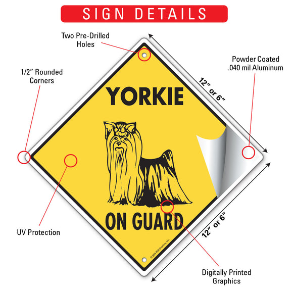 Yorkshire Terrier On Guard Dog Signs or Sticker