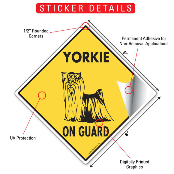 Yorkshire Terrier On Guard Dog Signs or Sticker
