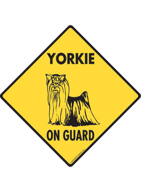 Yorkshire Terrier On Guard Sign or Sticker