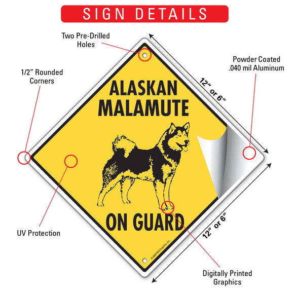 Alaskan Malamute On Guard Dog Signs or Sticker