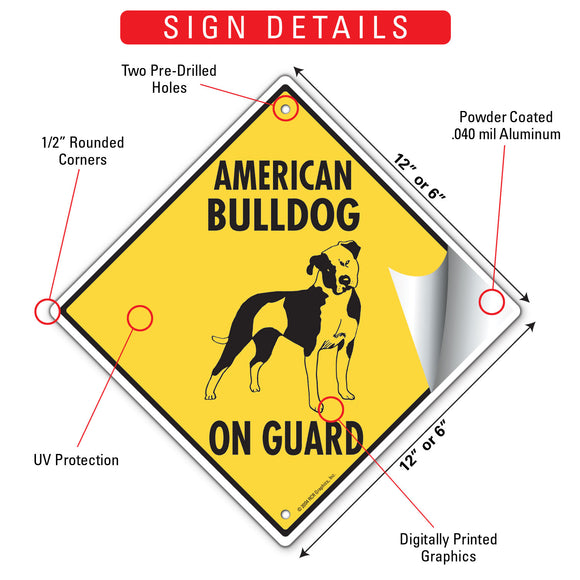 American Bulldog On Guard Dog Signs or Sticker