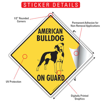 American Bulldog On Guard Dog Aluminum Sign or Vinyl Sticker - Weatherproof Yard - 0