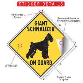 Giant Schnauzer On Guard Dog Signs or Sticker - 0