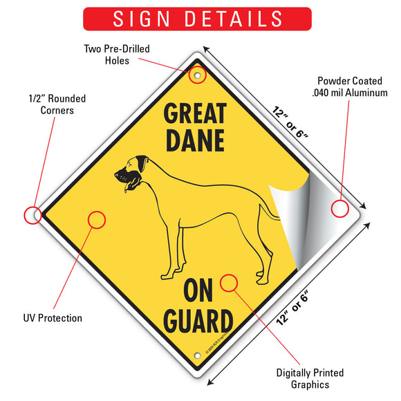 Great Dane On Guard Dog Signs or Sticker