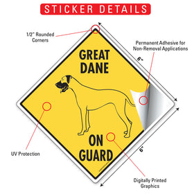 Great Dane On Guard Dog Signs or Sticker - 0