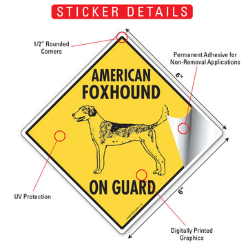 American Foxhound On Guard Dog Aluminum Sign or Vinyl Sticker - Weatherproof Yard - 0