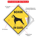 Boxer (Natural Ears) On Guard Dog Signs or Sticker-2