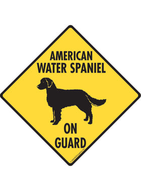 American Water Spaniel On Guard Sign or Sticker