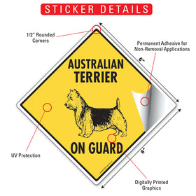 Australian Terrier On Guard Dog Signs or Sticker - 0