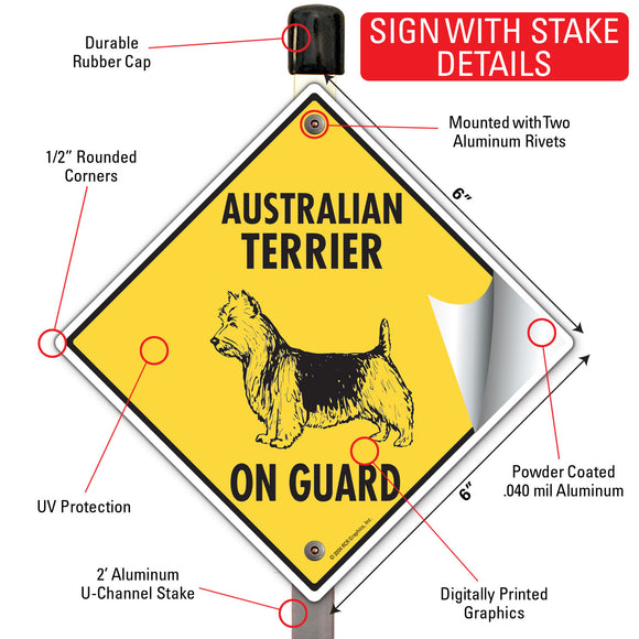 Australian Terrier On Guard Dog Signs or Sticker