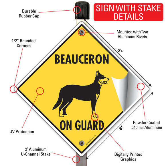 Beauceron On Guard Dog Signs or Sticker