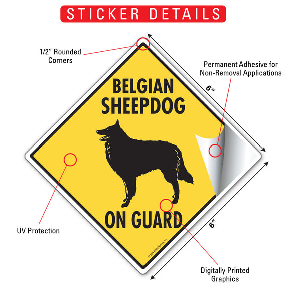 Belgian Sheepdog On Guard Dog Signs or Sticker