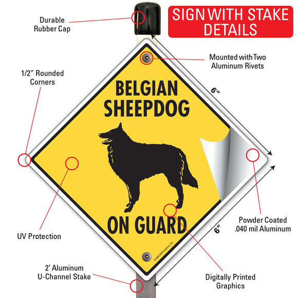 Belgian Sheepdog On Guard Dog Signs or Sticker