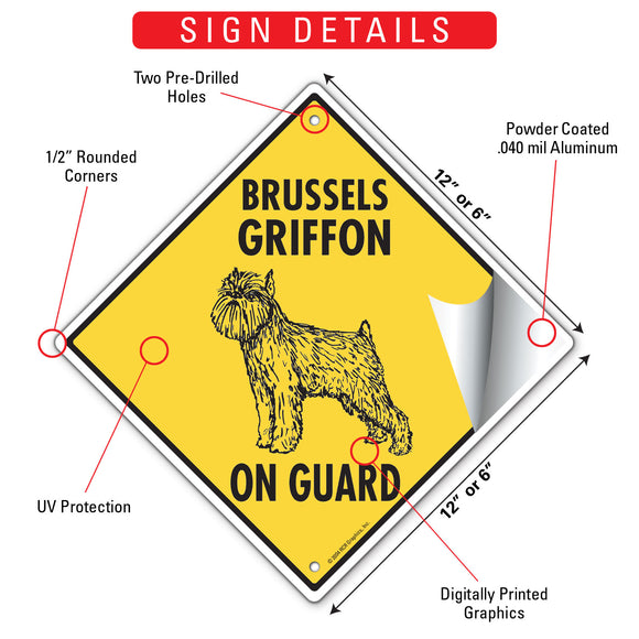 Brussels Griffon On Guard Dog Signs or Sticker