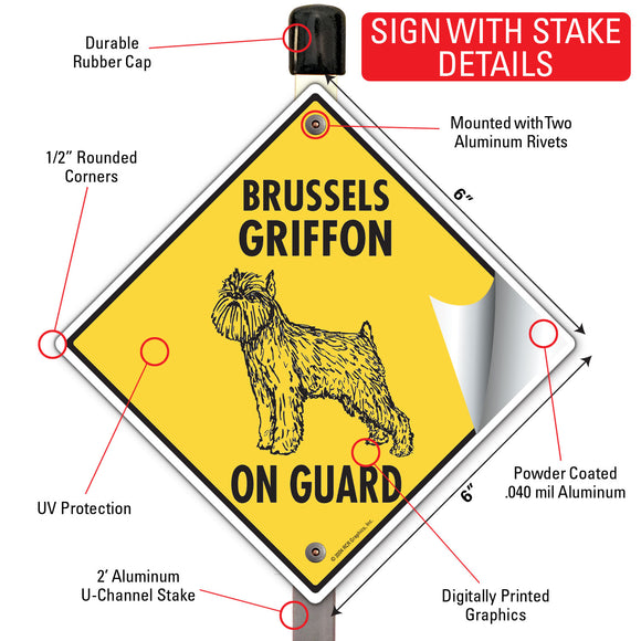 Brussels Griffon On Guard Dog Signs or Sticker