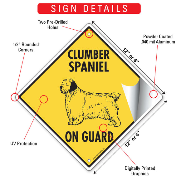 Clumber Spaniel On Guard Dog Signs or Sticker
