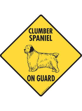 Clumber Spaniel On Guard Sign or Sticker