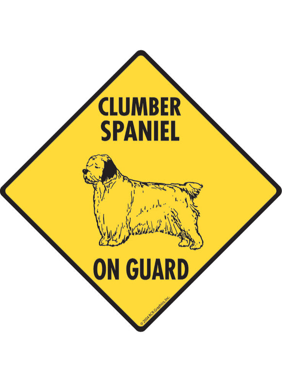 Clumber Spaniel On Guard Sign or Sticker