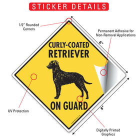 Curly-Coated Retriever On Guard Dog Signs or Sticker - 0