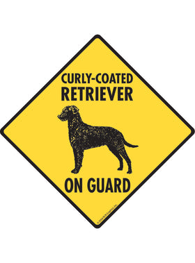 Curly-Coated Retriever On Guard Sign or Sticker