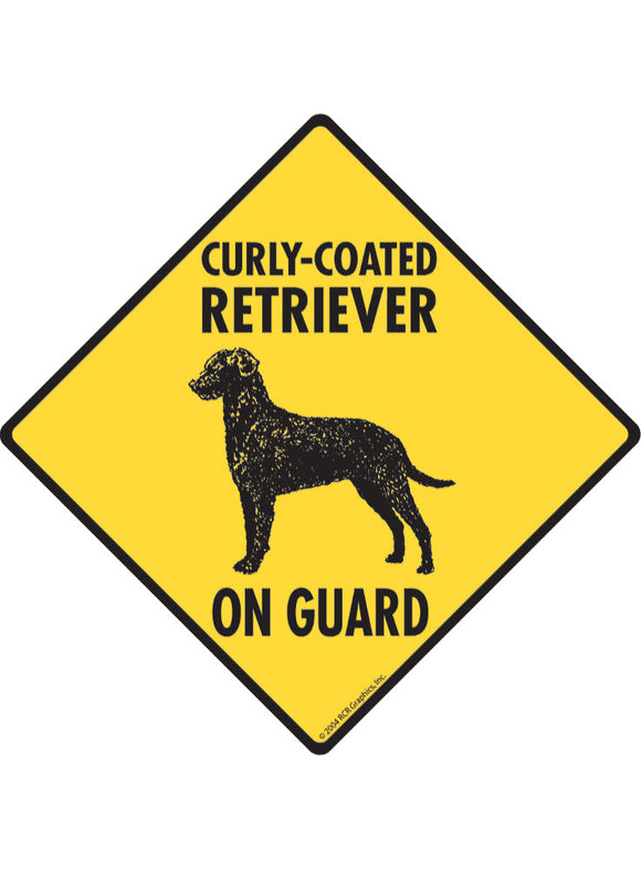 Curly-Coated Retriever On Guard Sign or Sticker